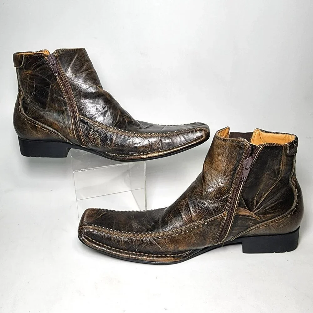 Steve Madden Brown Leather Men Boots Size 7.5